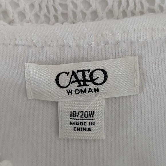 CATO WOMAN White Lace Pullover Top w Sheer Chiffon Flared Sleeves; Size 18/20W - Picture 4 of 6
